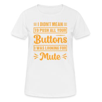 Funny mute apperal, Mute, Buttons - Frauen T-Shirt atmungsaktiv - Weiß - Vorne - AI Model Female 172 dark (172cm)