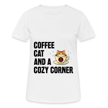 Chat de café et un coin douillet Dictons pour - T-shirt respirant Femme - blanc - Devant - AI Model Female 172 dark (172cm)