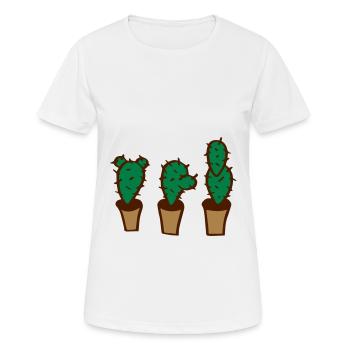 Kaktus stachel Kakteen im Topf - Frauen T-Shirt atmungsaktiv - Weiß - Vorne - AI Model Female 172 dark (172cm)