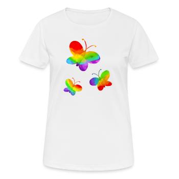 Butterfly LGBT Gay Pride CSD Regenbogen - Frauen T-Shirt atmungsaktiv - Weiß - Vorne - AI Model Female 172 dark (172cm)