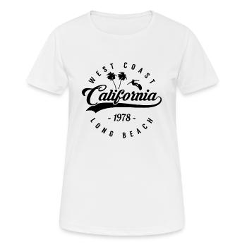 Surfeur de la côte ouest de la Californie à Long Beach aux États-Unis - T-shirt respirant Femme - blanc - Devant - AI Model Female 172 dark (172cm)