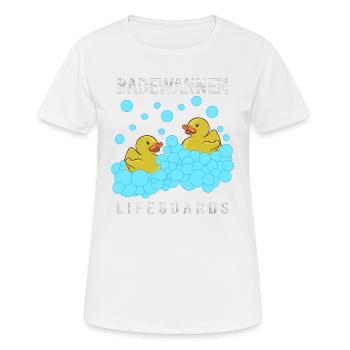 Quietscheente Rettungsschwimmer - Frauen T-Shirt atmungsaktiv - Weiß - Vorne - AI Model Female 172 dark (172cm)