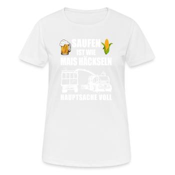 Broyant de la récolte de maïs conception pour les agriculteurs - T-shirt respirant Femme - blanc - Devant - AI Model Female 172 dark (172cm)