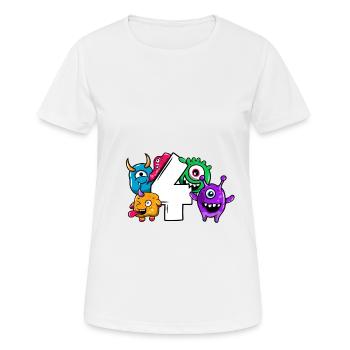 Monster Vierter Geburtstag 4 Jahre Geschenk - Frauen T-Shirt atmungsaktiv - Weiß - Vorne - AI Model Female 172 dark (172cm)