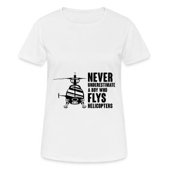 Never Underestimate A Boy Who Flys Helicopters Pil - Women's Breathable T-Shirt - white - Front - AI Model Female 172 dark (172cm)