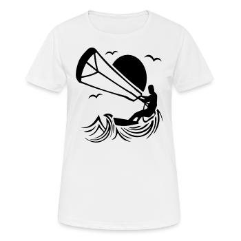 Silhouette de kitesurfeur, design d’aventure kitesurf - T-shirt respirant Femme - blanc - Devant - AI Model Female 172 dark (172cm)