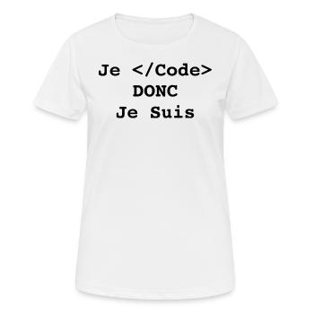 Je code donc je suis informatique et programmeur - T-shirt respirant Femme - blanc - Devant - AI Model Female 172 dark (172cm)