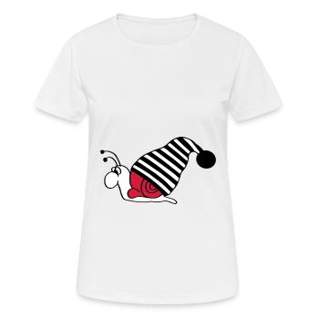 schnecke mit schlafmütze - Frauen T-Shirt atmungsaktiv - Weiß - Vorne - AI Model Female 172 dark (172cm)