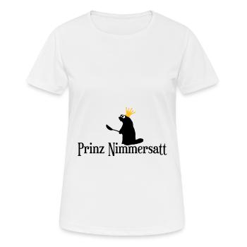 Prinz Nimmersatt mit Krone - Frauen T-Shirt atmungsaktiv - Weiß - Vorne - AI Model Female 172 dark (172cm)