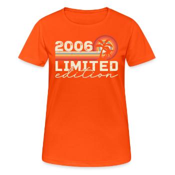 Jahrgang 2006 Retro 2006 Jubiläumsgeschenk - Frauen T-Shirt atmungsaktiv - Neonorange - Vorne - AI Model Female 172 dark (172cm)