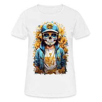 Goldene Zucker Schädel - Frauen T-Shirt atmungsaktiv - Weiß - Vorne - AI Model Female 172 dark (172cm)