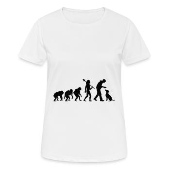 Retro Evolution Labrador Retriever Lab Hunde Apportieren - Frauen T-Shirt atmungsaktiv - Weiß - Vorne - AI Model Female 172 dark (172cm)