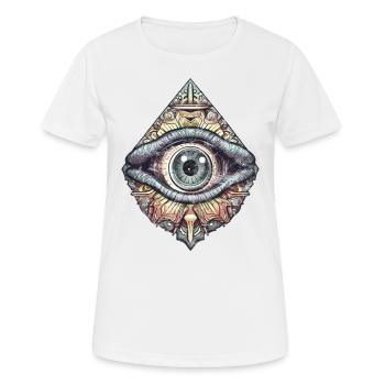 All-Seeing Eye Illuminati Retro Vintage Symbol - Women's Breathable T-Shirt - white - Front - AI Model Female 172 dark (172cm)