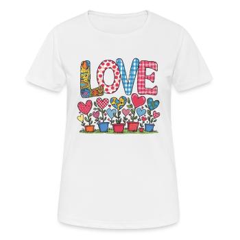 LOVE - Heart Flowers - Women's Breathable T-Shirt - white - Front - AI Model Female 172 dark (172cm)