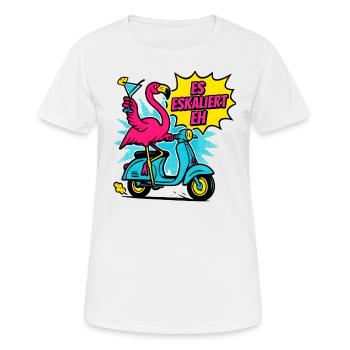 Party Flamingo Spruch Trinkspruch Es Eskaliert Eh - Frauen T-Shirt atmungsaktiv - Weiß - Vorne - AI Model Female 172 dark (172cm)