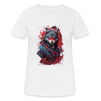 Umarme den Schattenfuror, der den bösen Ninja-Wolf bedroht - Frauen T-Shirt atmungsaktiv - Weiß - Vorne - AI Model Female 172 dark (172cm)