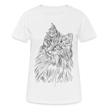 Süßes Katzengesicht - Frauen T-Shirt atmungsaktiv - Weiß - Vorne - AI Model Female 172 dark (172cm)