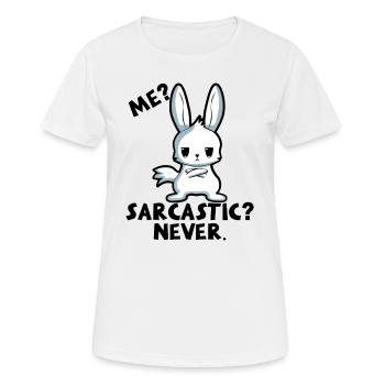 Sarcasme, Lapin, Moi, Idée de cadeau, Non, Humour - T-shirt respirant Femme - blanc - Devant - AI Model Female 172 dark (172cm)