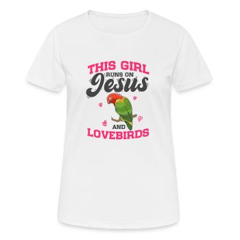 Oiseaux Cette fille court sur Jésus et les tourtereaux - T-shirt respirant Femme - blanc - Devant - AI Model Female 172 dark (172cm)