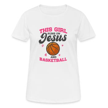Slam Dunk Cette fille court sur Jésus et le basket-ball - T-shirt respirant Femme - blanc - Devant - AI Model Female 172 dark (172cm)