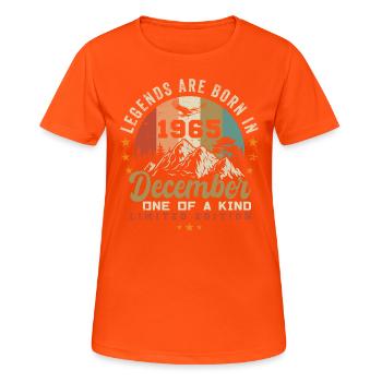The Legends were published in December 1965 - Retro 1965 - Women's Breathable T-Shirt - neon orange - Front - AI Model Female 172 dark (172cm)