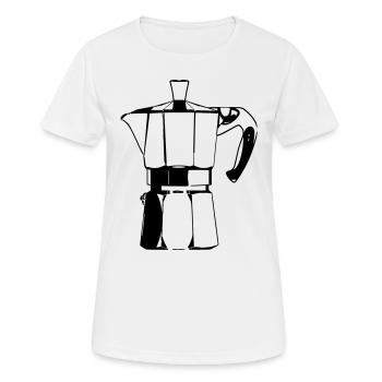 Machine à expresso noire - T-shirt respirant Femme - blanc - Devant - AI Model Female 172 dark (172cm)