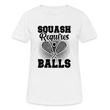 Squash sport | Squasher Squash Racket Gifts - Women's Breathable T-Shirt - white - Front - AI Model Female 172 dark (172cm)