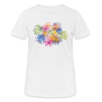 New Year's Eve Fireworks Colorful Rockets Bang New Year - Women's Breathable T-Shirt - white - Front - AI Model Female 172 dark (172cm)