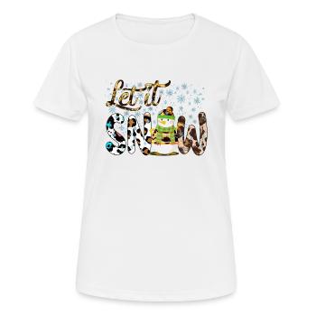 Weihnachten Schneemann, Lass es schneien, Schneemann Geschenk - Frauen T-Shirt atmungsaktiv - Weiß - Vorne - AI Model Female 172 dark (172cm)