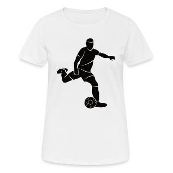 Fußball Silhouette Fußballspieler Fußballer - Frauen T-Shirt atmungsaktiv - Weiß - Vorne - AI Model Female 172 dark (172cm)