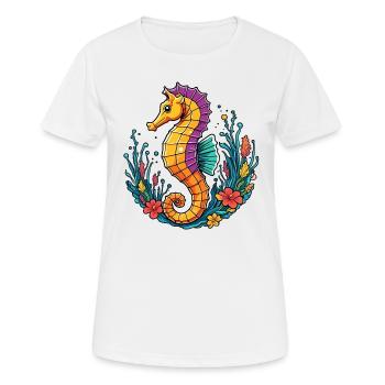 Joli hippocampe décoratif - T-shirt respirant Femme - blanc - Devant - AI Model Female 172 dark (172cm)
