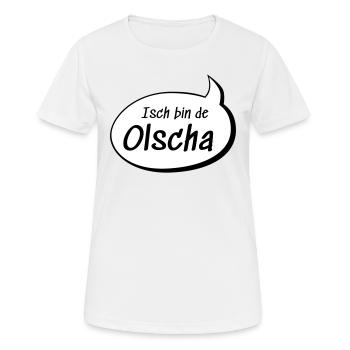 Isch bin de Olscha Olga auf sächsisch lustig - Frauen T-Shirt atmungsaktiv - Weiß - Vorne - AI Model Female 172 dark (172cm)