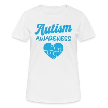 Sensibilisation à l’autisme - T-shirt respirant Femme - blanc - Devant - AI Model Female 172 dark (172cm)