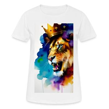 Crowned Lion Watercolour - Women's Breathable T-Shirt - white - Front - AI Model Female 172 dark (172cm)