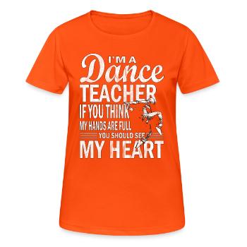 Danse, claquettes, claquettes - T-shirt respirant Femme - orange néon - Devant - AI Model Female 172 dark (172cm)