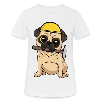 Construction site Civil engineering Pug Craftsmen build hammer job - Women's Breathable T-Shirt - white - Front - AI Model Female 172 dark (172cm)