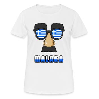 Greek Flag. Funny Malaka Face. cool Greek Vacation - Frauen T-Shirt atmungsaktiv - Weiß - Vorne - AI Model Female 172 dark (172cm)