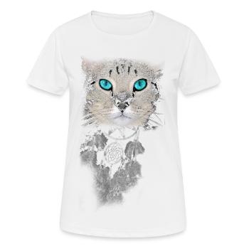 Cat Blue Eyes Dream Catcher - Women's Breathable T-Shirt - white - Front - AI Model Female 172 dark (172cm)