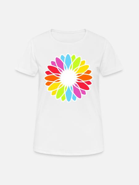 Regenbogen Blüte Mandala - Frauen T-Shirt atmungsaktiv - Weiß