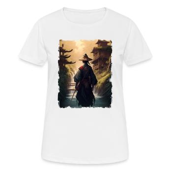 Samurai Japanischer Tempel Wasserfall - Frauen T-Shirt atmungsaktiv - Weiß - Vorne - AI Model Female 172 dark (172cm)