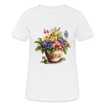 Pot de fleurs vintage - T-shirt respirant Femme - blanc - Devant - AI Model Female 172 dark (172cm)
