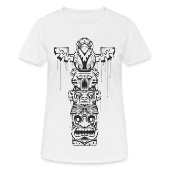 TOTEM Totems Oiseau Ours Singe Maya Art humain haïda - T-shirt respirant Femme - blanc - Devant - AI Model Female 172 dark (172cm)