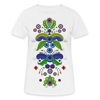 Costume de fleur folklorique - Kurbits - T-shirt respirant Femme - blanc - Devant - AI Model Female 172 dark (172cm)