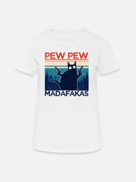 pew pew funny cat funny cat gift idea - Women's Breathable T-Shirt - white