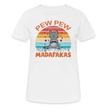 Pew Pew Funny Cat - Women's Breathable T-Shirt - white - Front - AI Model Female 172 dark (172cm)