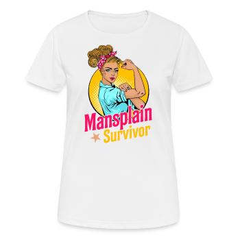 Mansplain Survivor - Frauen T-Shirt atmungsaktiv - Weiß - Vorne - AI Model Female 172 dark (172cm)