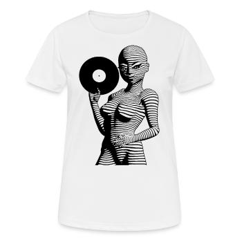 Techno Alien girl avec plaque de contrôle à la main. - T-shirt respirant Femme - blanc - Devant - AI Model Female 172 dark (172cm)