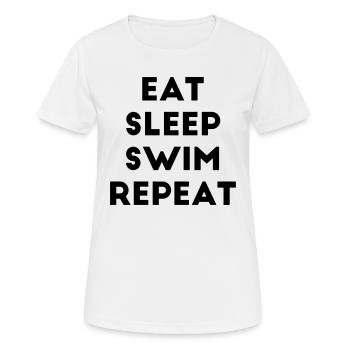 Eat Sleep Swim Repeat Spruch Schwimmen Schwimmer - Frauen T-Shirt atmungsaktiv - Weiß - Vorne - AI Model Female 172 dark (172cm)