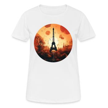 Sonnenuntergang in Paris: Eiffelturm und - Frauen T-Shirt atmungsaktiv - Weiß - Vorne - AI Model Female 172 dark (172cm)
