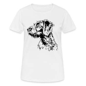 DEUTSCH DRAHTHAAR Wilsigns Jagdhund Jagdhunde - Frauen T-Shirt atmungsaktiv - Weiß - Vorne - AI Model Female 172 dark (172cm)